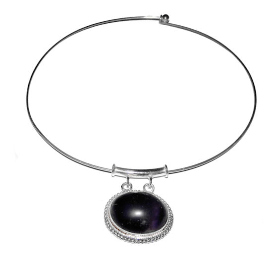 Amethyst Pendant on Silver Choker - Click Image to Close