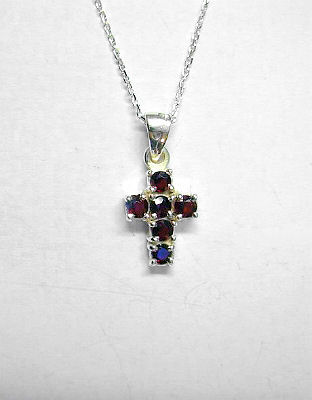 Garnet Cross Pendant