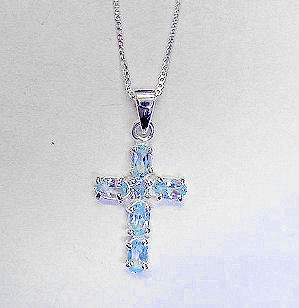 Blue Topaz Cross Pendant